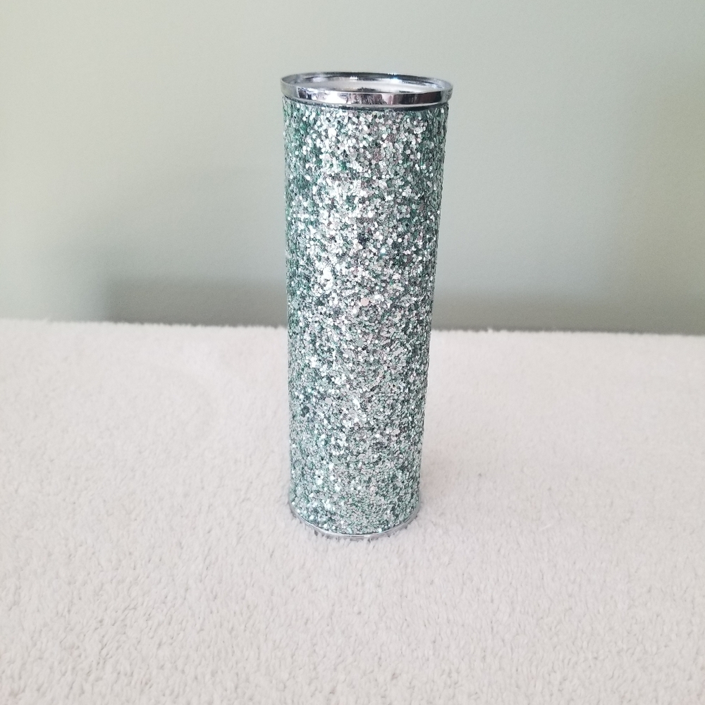 Rare-retired Bath&Body Works Mint Green&Silver Glitter Fragrance Mist Holder